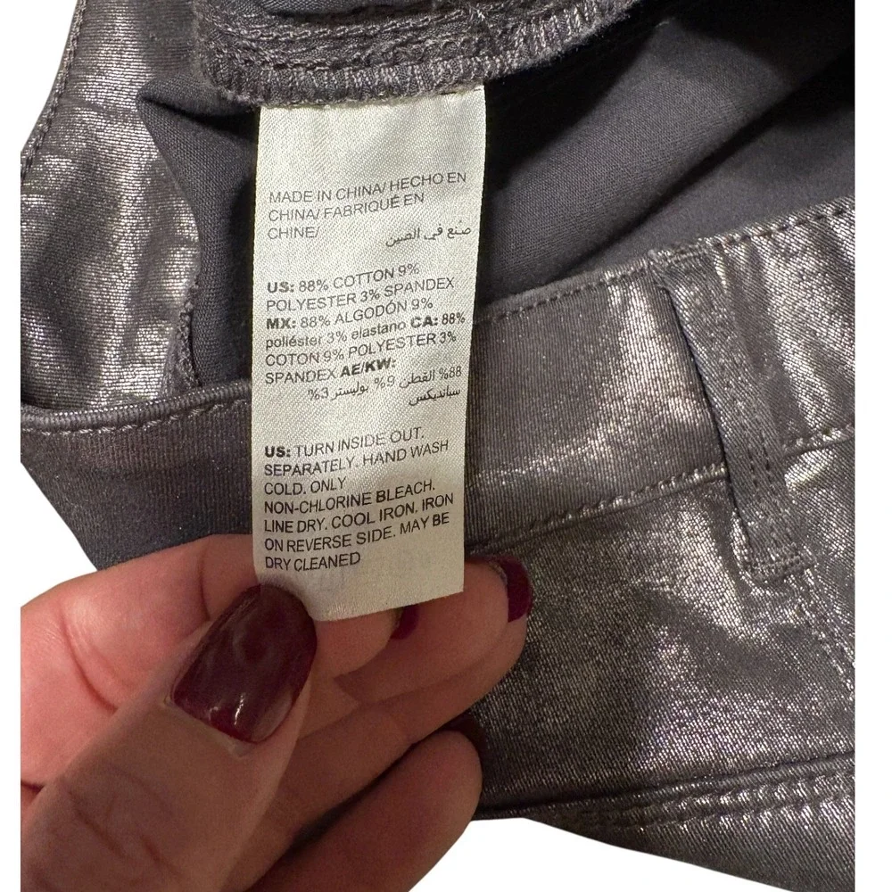 White House Black Market Skinny Ankle Mid Rise Coated Pewter Jeans, Size 6 - Picture 7 of 7